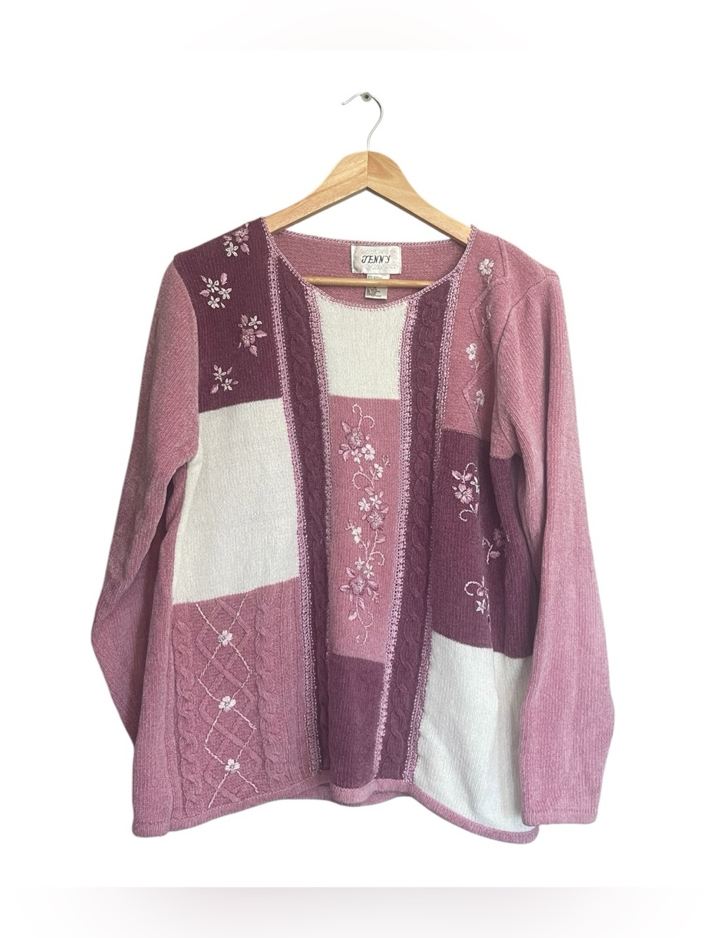 Jenny Pink Patchwork Embroidered Sweater